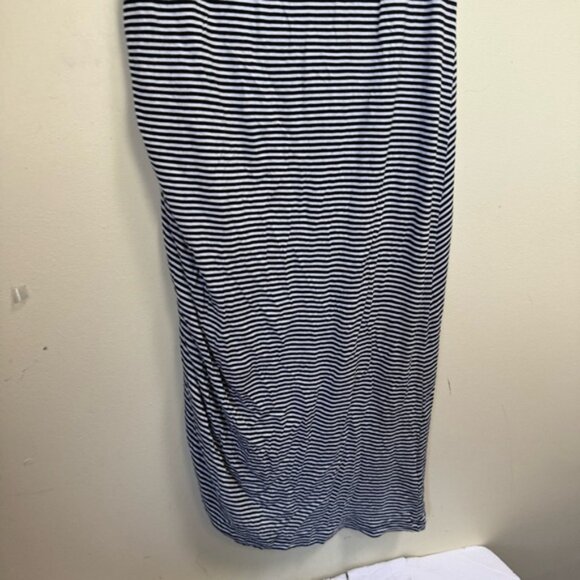 Jacob Vintage Side Zip Slit Ruched Dress Stripe Sheath Drapey Lightweight Crew L - Picture 8 of 15